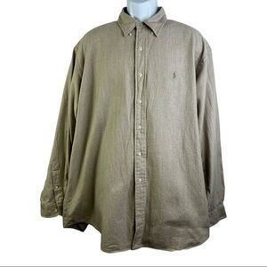 Ralph Lauren Men Casual Shirt Cream/Tan Buttons Down Sz XL